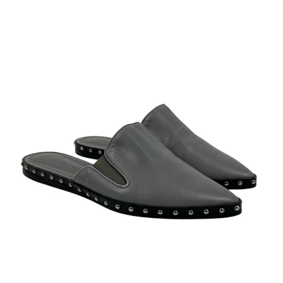 Jenni Kayne Gray Studded Leather Slip On Mule Shoes